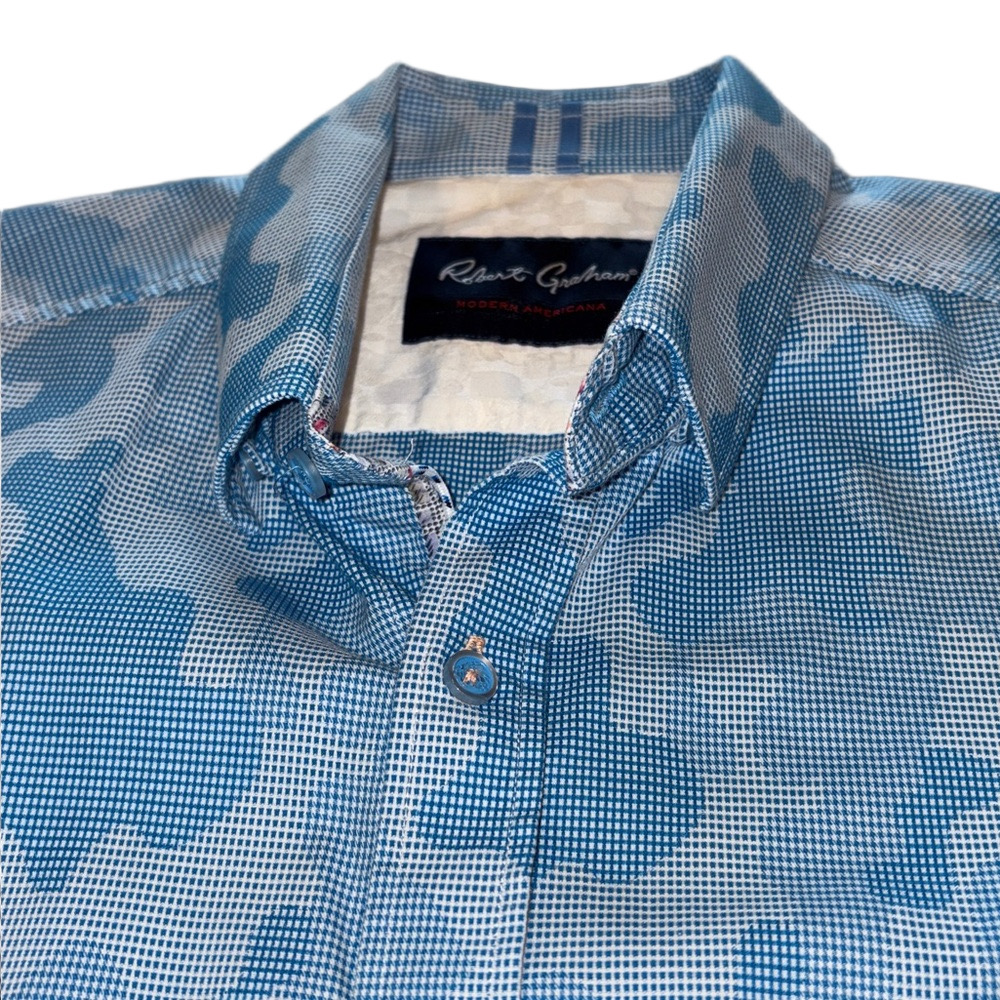 Robert Graham Mens M Wilder Long Sleeve Camo Print Flip Cuff Woven Button Down